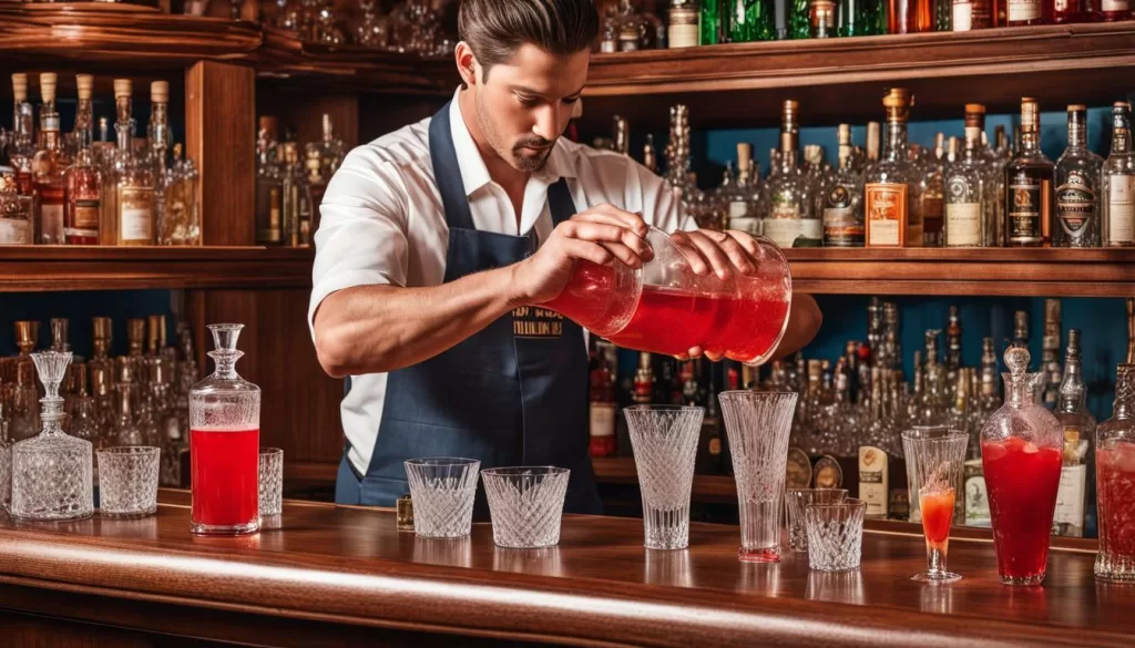 Barman preparando uma bebida