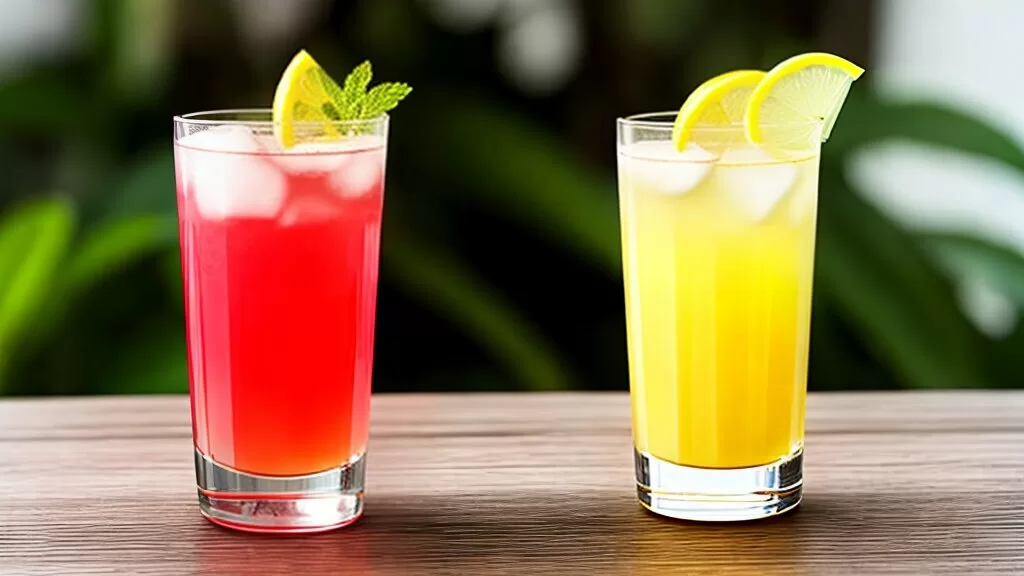 Tom Collins de Hibisco em um copo longo e estreito
