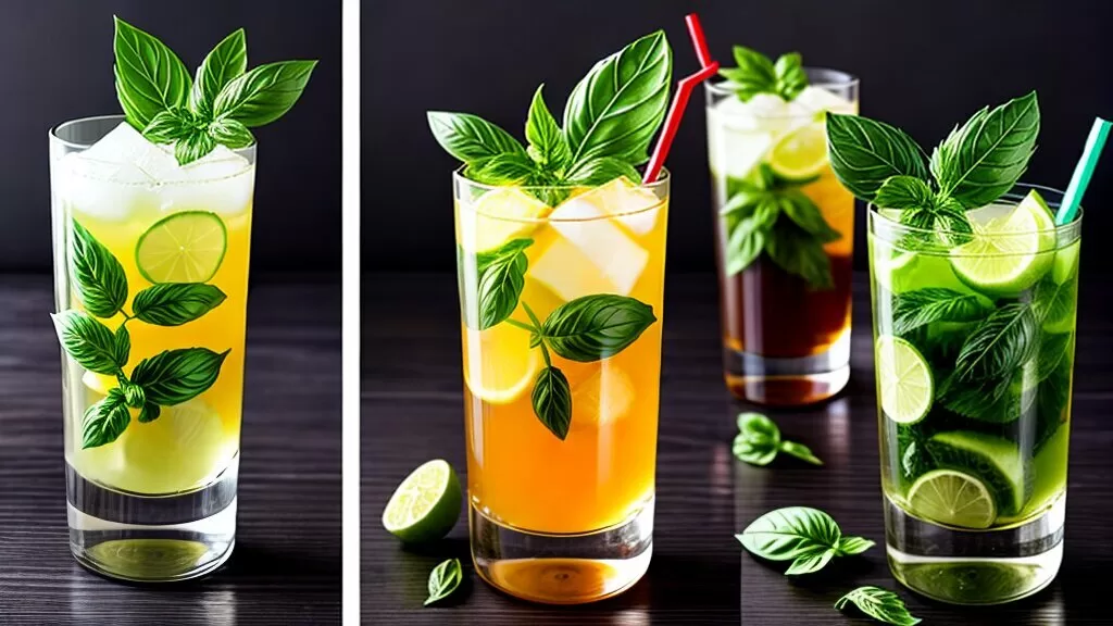 Variações de Basil Smash com manjericão
