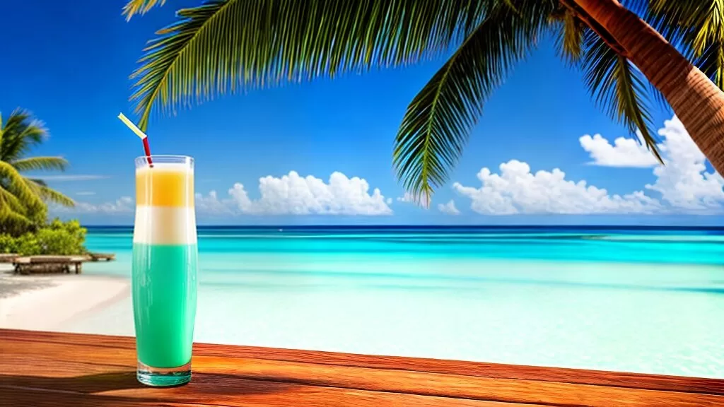 piña colada em uma praia
