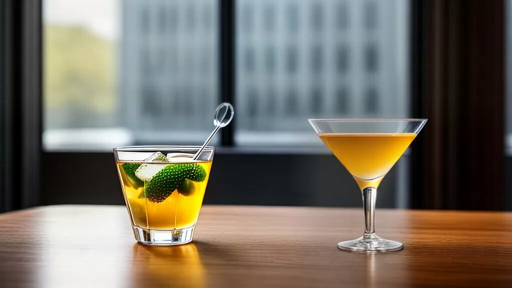 servindo um martini em uma taça de martini servindo um martini em uma taça de martini