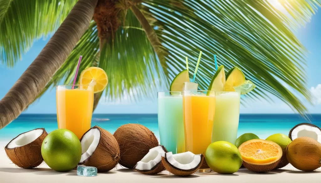 bebidas refrescantes com água de côco