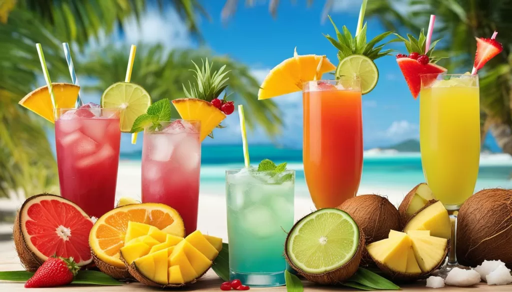 bebidas refrescantes com água de côco