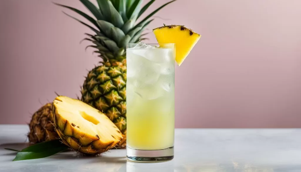 mocktail de água de côco e abacaxi
