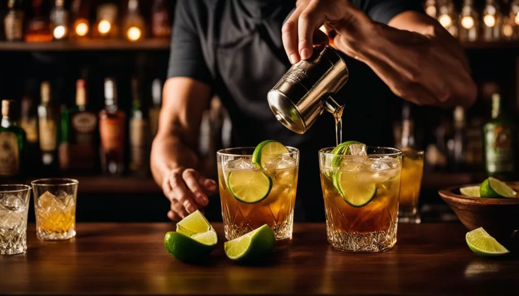 preparando um coquetel de tequila